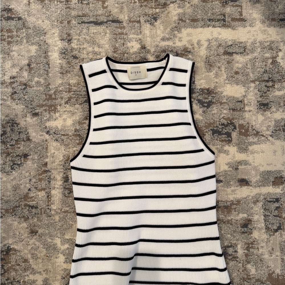DISSH Black and White Striped Tank Top